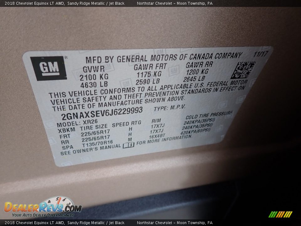 2018 Chevrolet Equinox LT AWD Sandy Ridge Metallic / Jet Black Photo #28