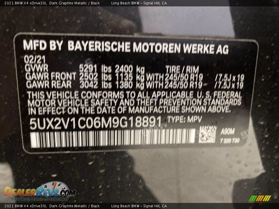 2021 BMW X4 xDrive30i Dark Graphite Metallic / Black Photo #26
