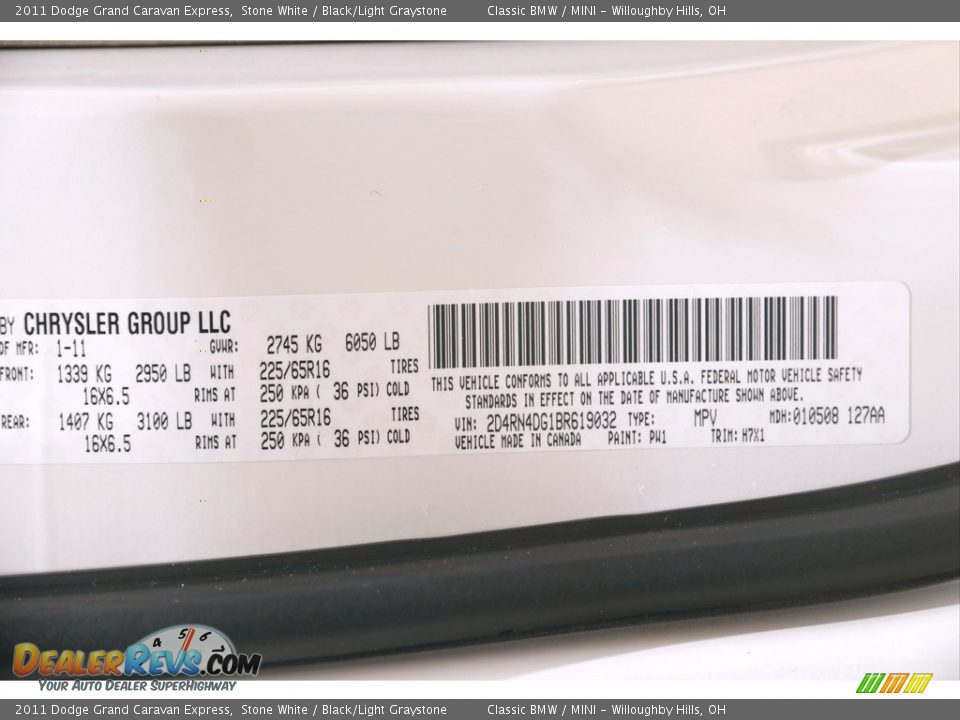 2011 Dodge Grand Caravan Express Stone White / Black/Light Graystone Photo #20