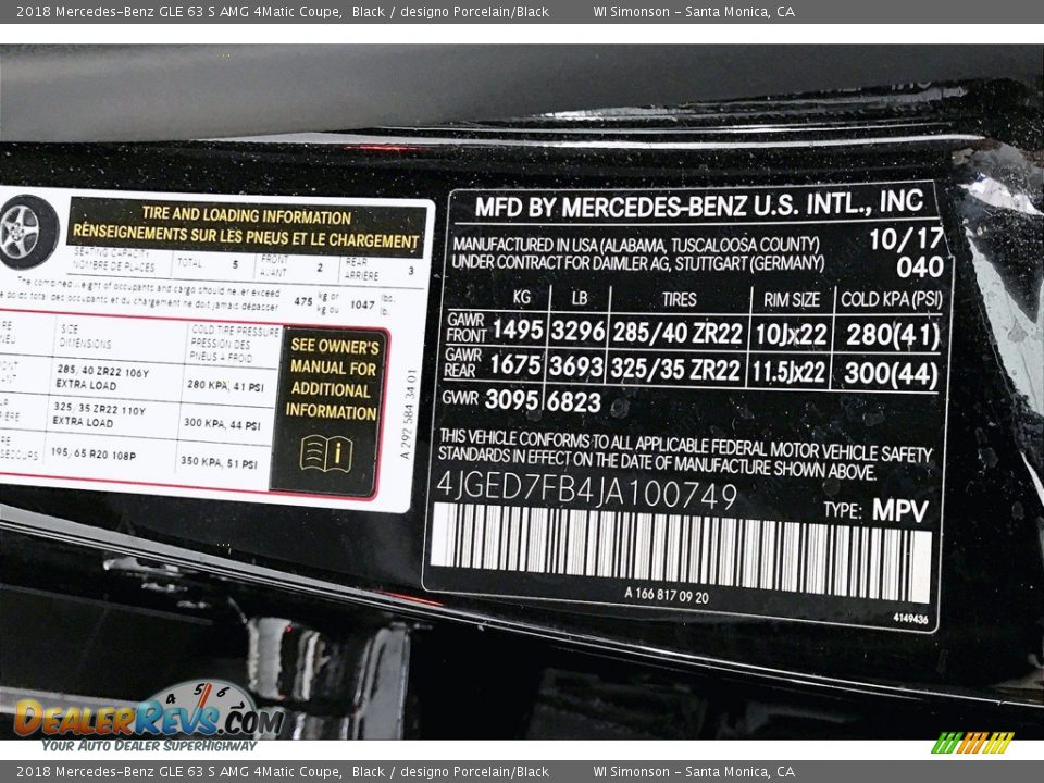 2018 Mercedes-Benz GLE 63 S AMG 4Matic Coupe Black / designo Porcelain/Black Photo #33