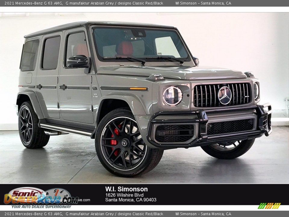 2021 Mercedes-Benz G 63 AMG G manufaktur Arabian Grey / designo Classic Red/Black Photo #1