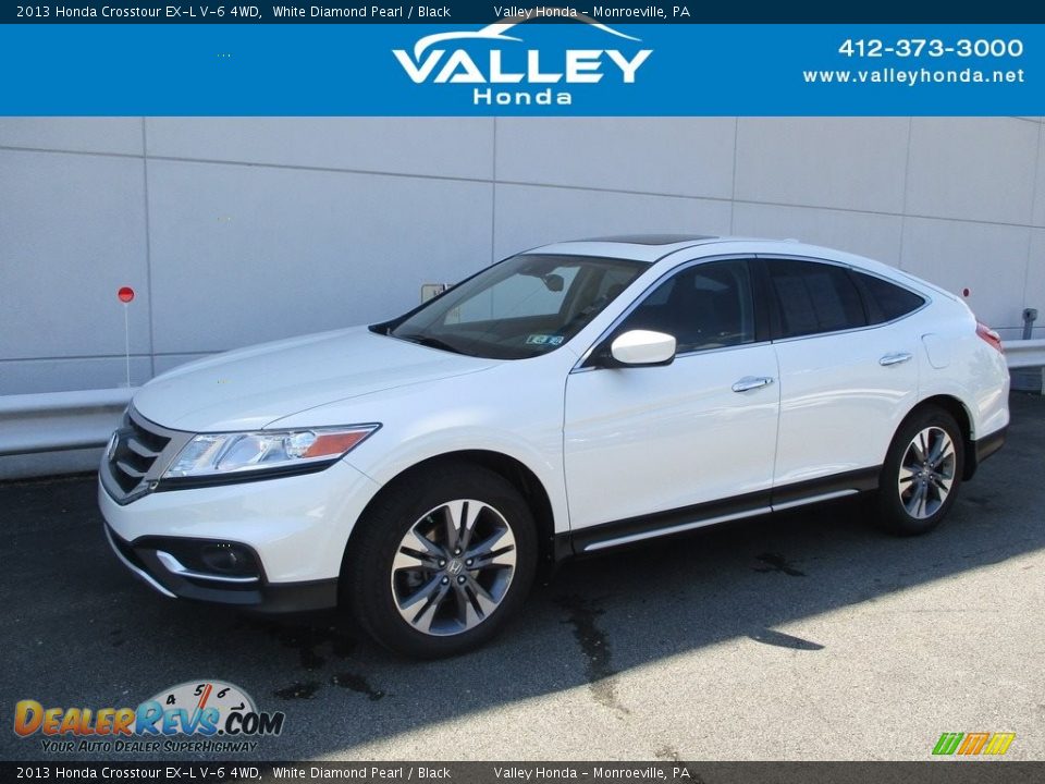 2013 Honda Crosstour EX-L V-6 4WD White Diamond Pearl / Black Photo #1