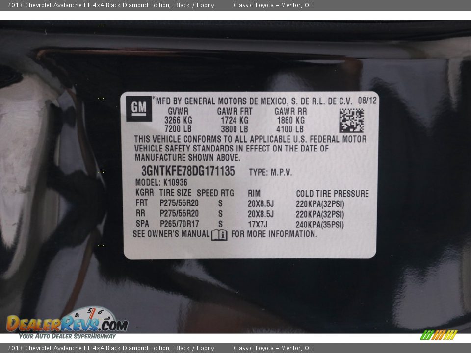 2013 Chevrolet Avalanche LT 4x4 Black Diamond Edition Black / Ebony Photo #18