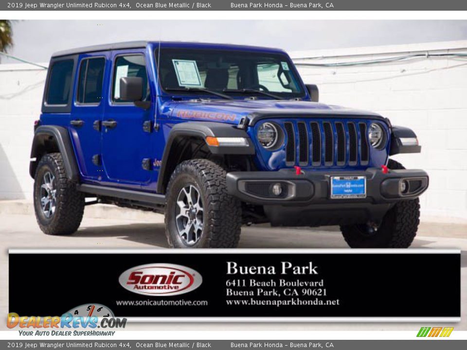 2019 Jeep Wrangler Unlimited Rubicon 4x4 Ocean Blue Metallic / Black Photo #1