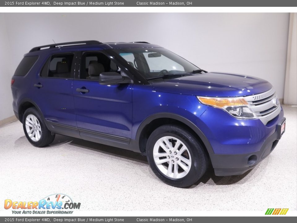 2015 Ford Explorer 4WD Deep Impact Blue / Medium Light Stone Photo #1