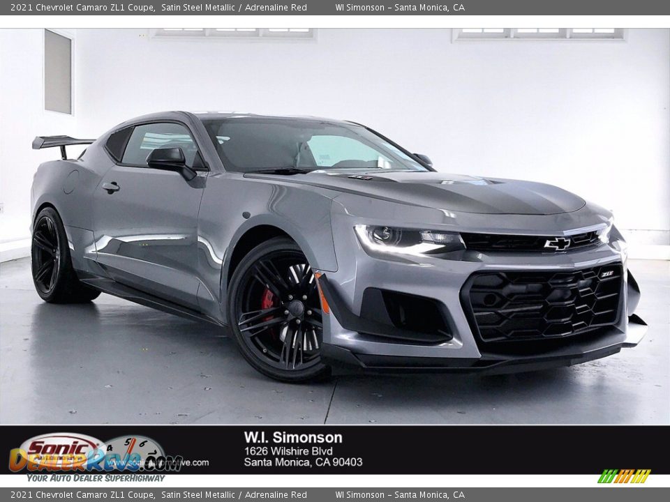 2021 Chevrolet Camaro ZL1 Coupe Satin Steel Metallic / Adrenaline Red Photo #1