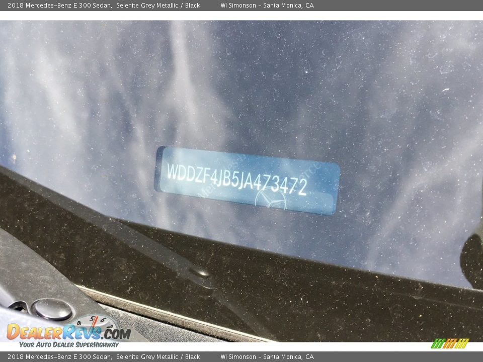 2018 Mercedes-Benz E 300 Sedan Selenite Grey Metallic / Black Photo #11