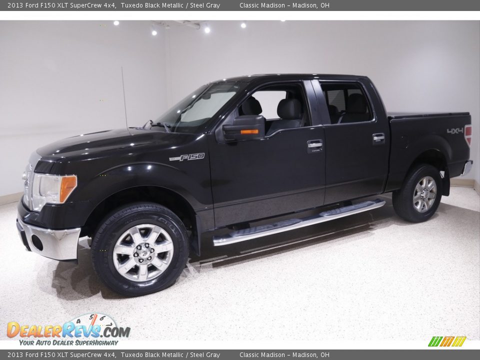 2013 Ford F150 XLT SuperCrew 4x4 Tuxedo Black Metallic / Steel Gray Photo #3