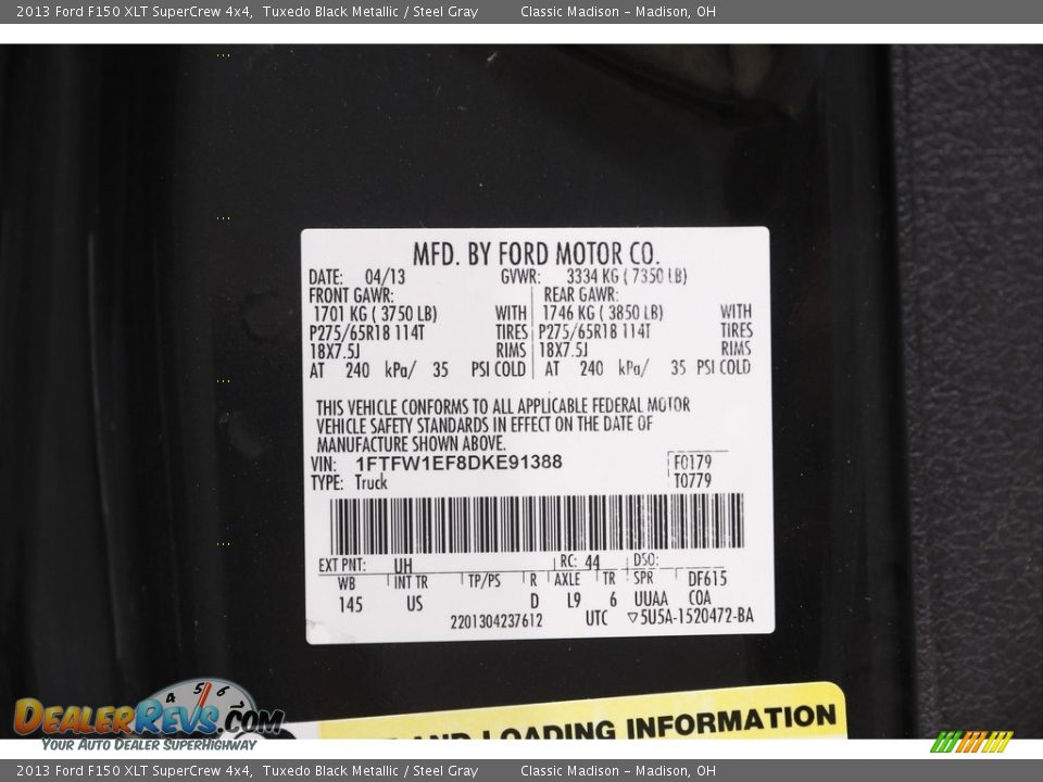 2013 Ford F150 XLT SuperCrew 4x4 Tuxedo Black Metallic / Steel Gray Photo #18