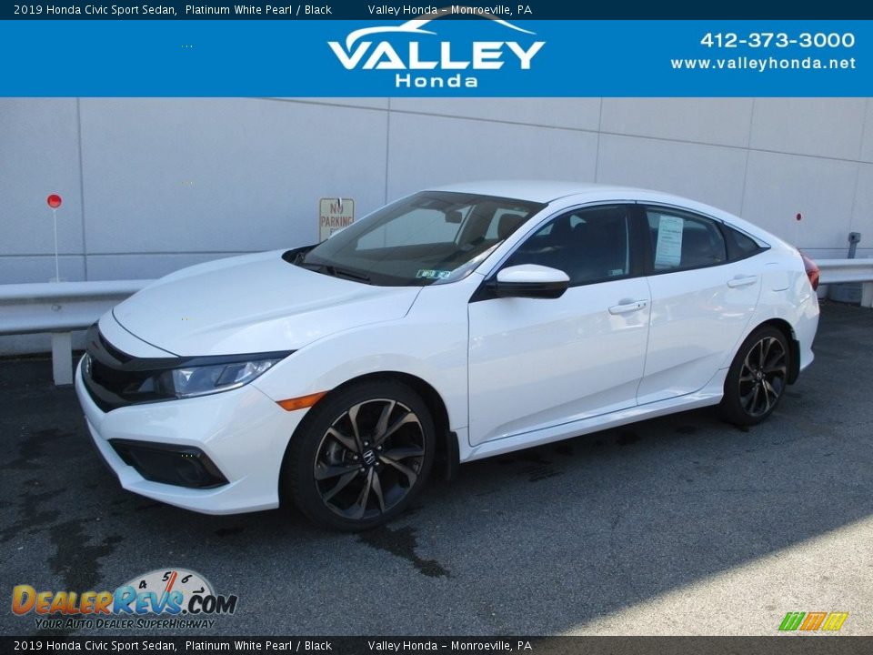 2019 Honda Civic Sport Sedan Platinum White Pearl / Black Photo #1