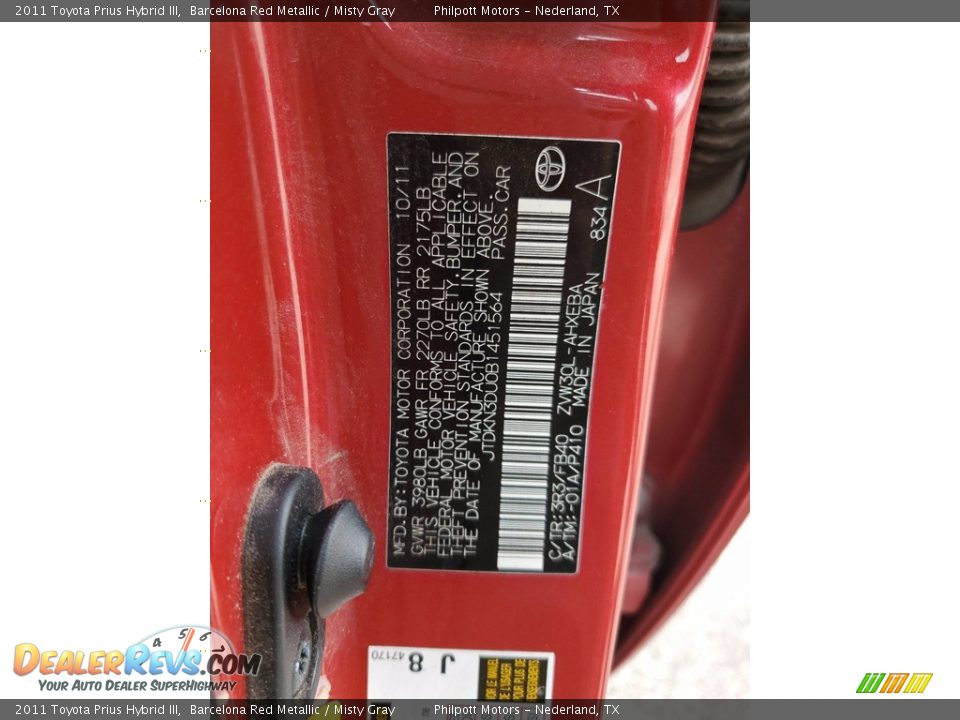 2011 Toyota Prius Hybrid III Barcelona Red Metallic / Misty Gray Photo #30