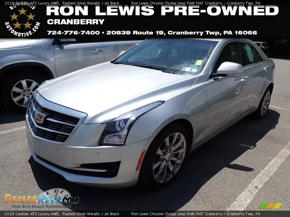 2018 Cadillac ATS Luxury AWD Radiant Silver Metallic / Jet Black Photo #1