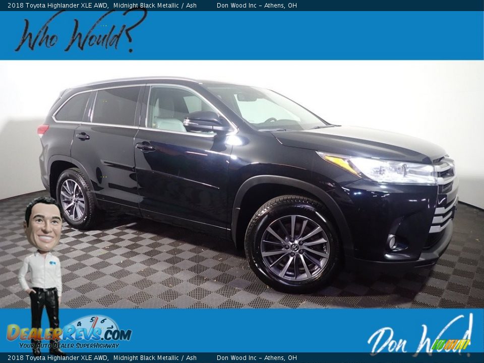 2018 Toyota Highlander XLE AWD Midnight Black Metallic / Ash Photo #1