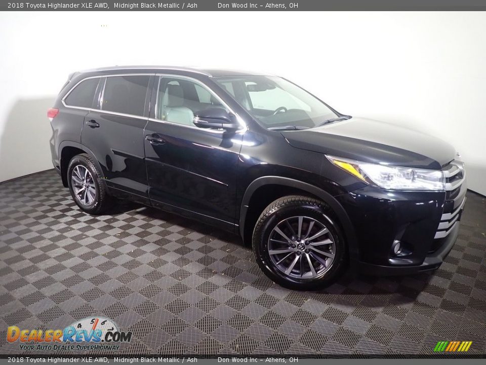 2018 Toyota Highlander XLE AWD Midnight Black Metallic / Ash Photo #6