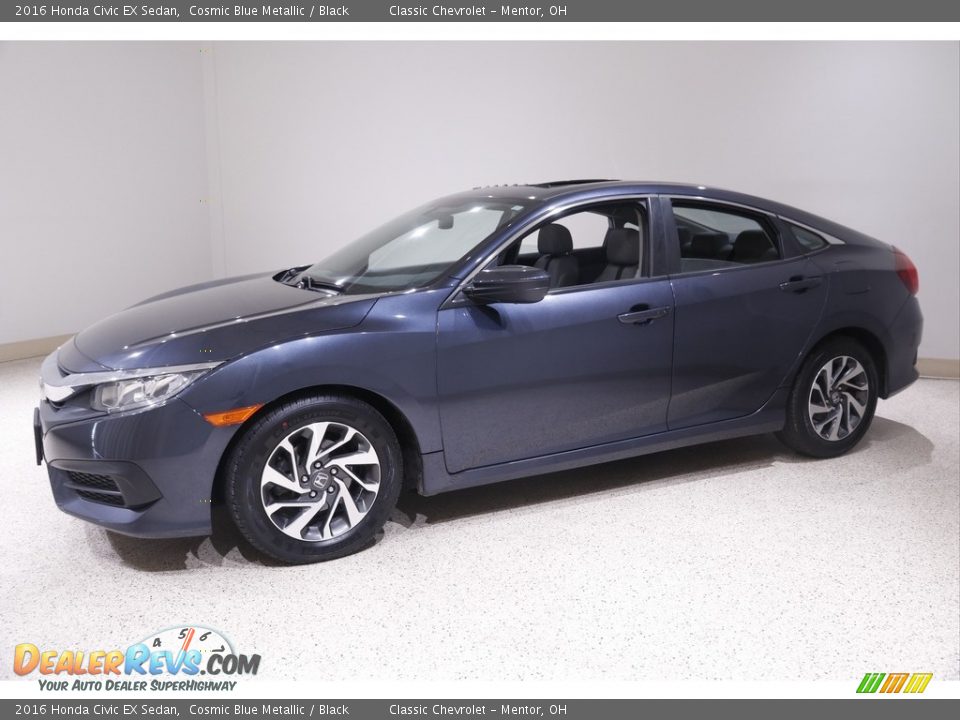 2016 Honda Civic EX Sedan Cosmic Blue Metallic / Black Photo #3