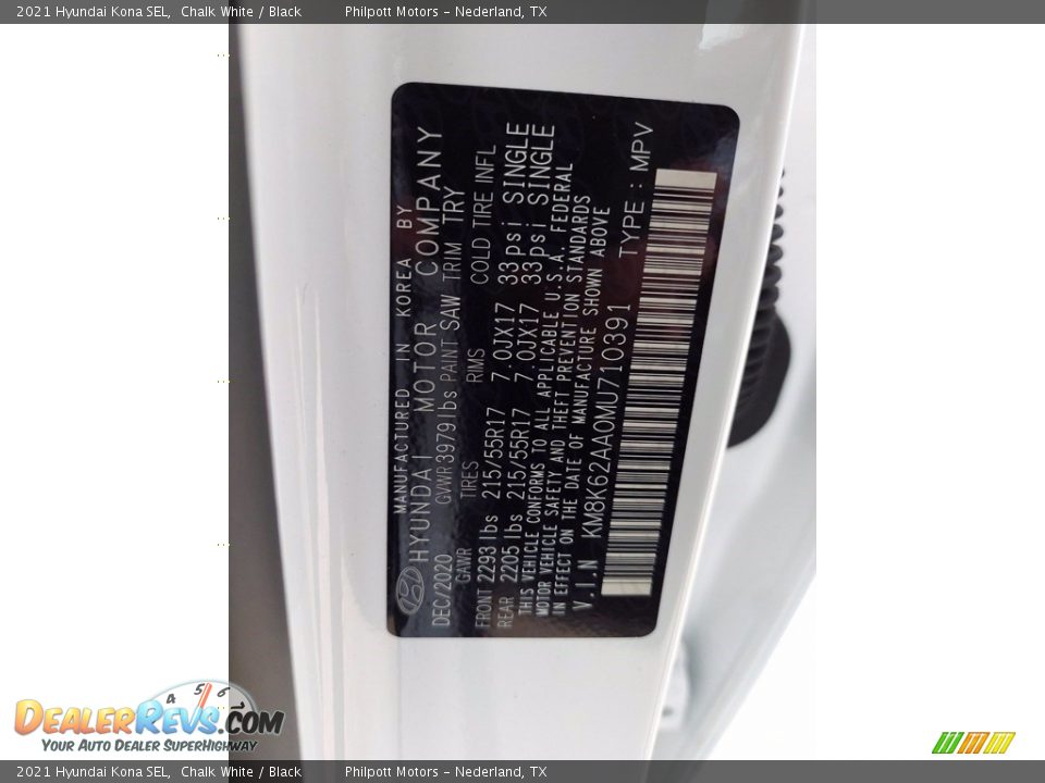 2021 Hyundai Kona SEL Chalk White / Black Photo #25