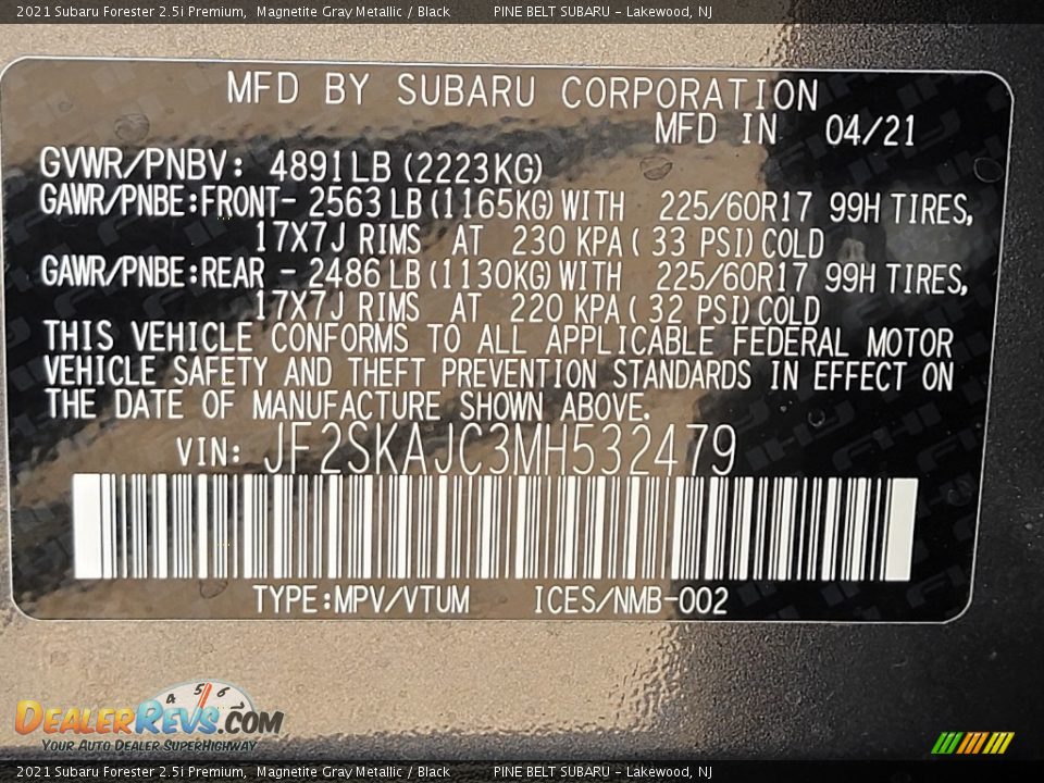 2021 Subaru Forester 2.5i Premium Magnetite Gray Metallic / Black Photo #14