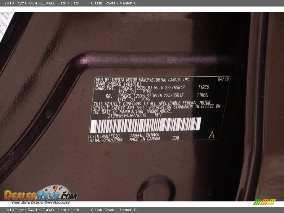 2018 Toyota RAV4 XLE AWD Black / Black Photo #19