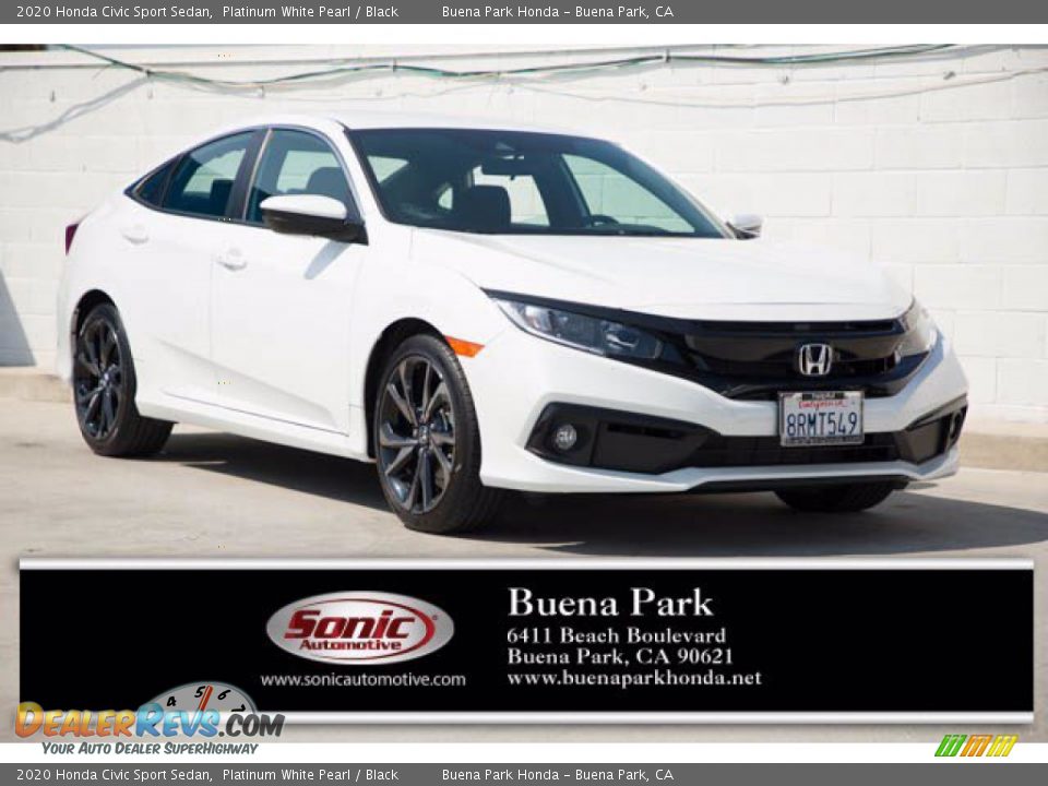 2020 Honda Civic Sport Sedan Platinum White Pearl / Black Photo #1