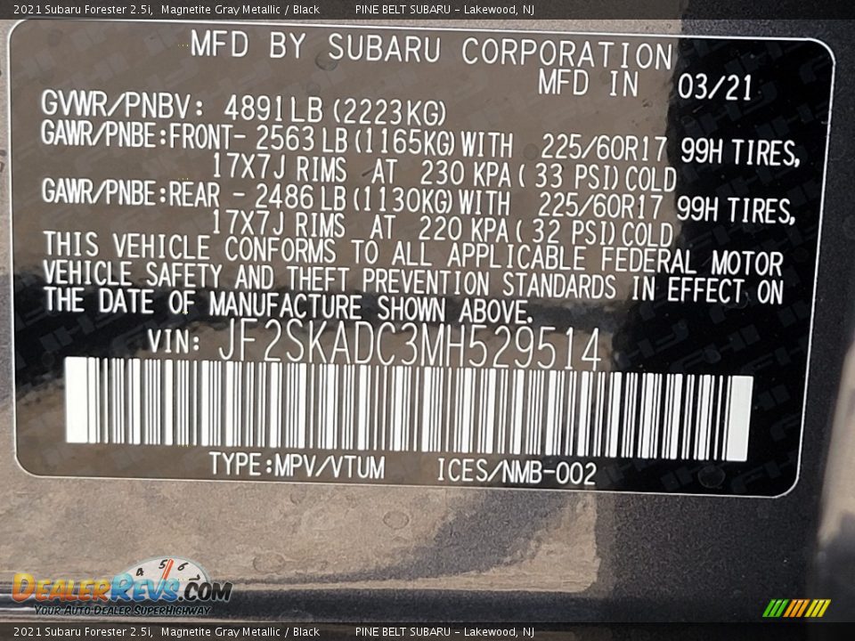 2021 Subaru Forester 2.5i Magnetite Gray Metallic / Black Photo #14
