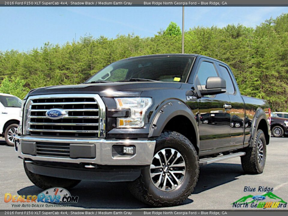 2016 Ford F150 XLT SuperCab 4x4 Shadow Black / Medium Earth Gray Photo #1