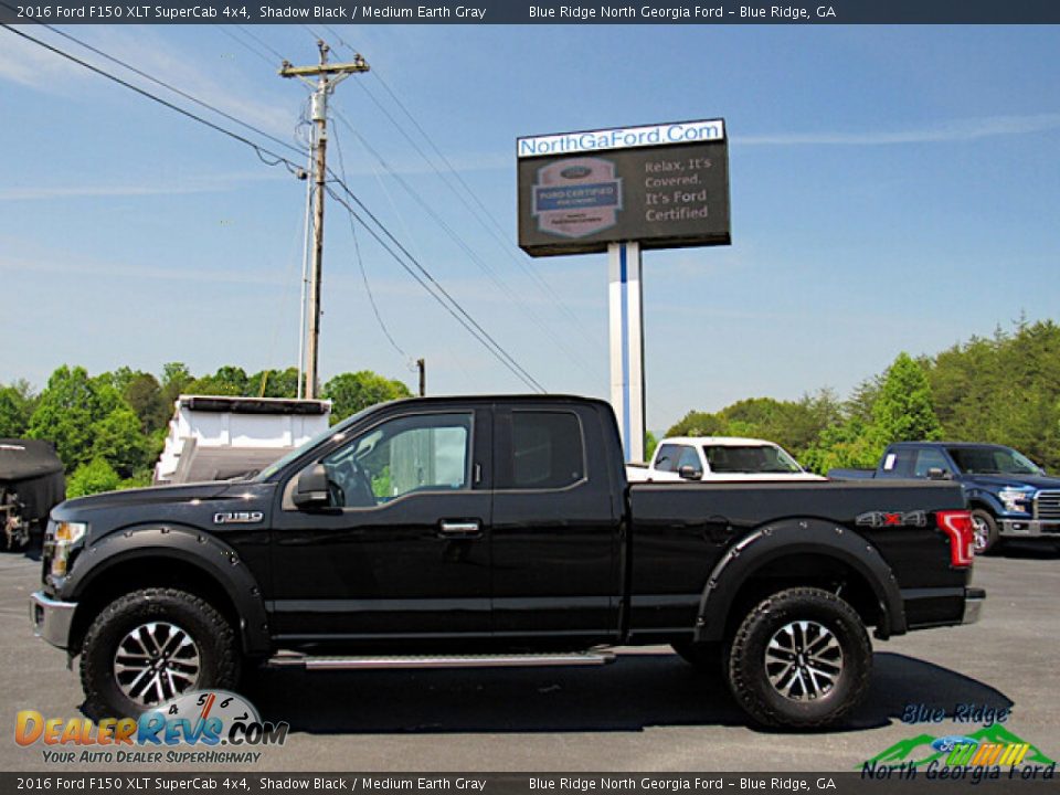 2016 Ford F150 XLT SuperCab 4x4 Shadow Black / Medium Earth Gray Photo #2