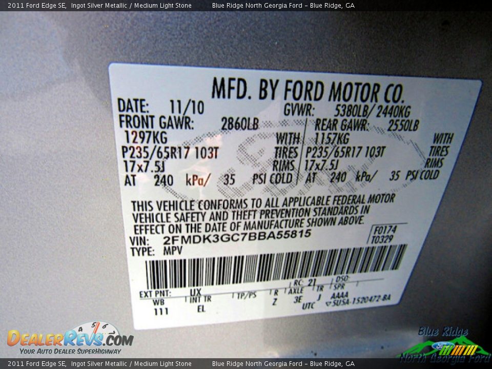 2011 Ford Edge SE Ingot Silver Metallic / Medium Light Stone Photo #24