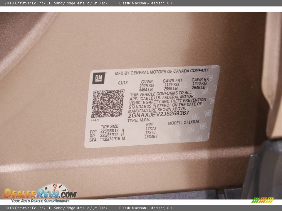 2018 Chevrolet Equinox LT Sandy Ridge Metallic / Jet Black Photo #18