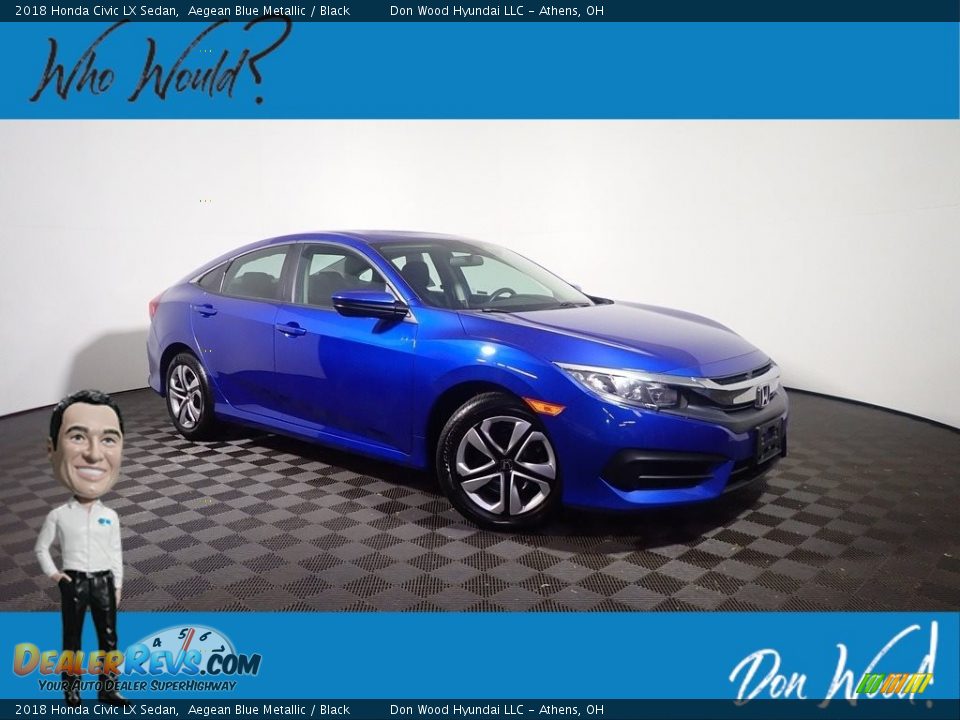 2018 Honda Civic LX Sedan Aegean Blue Metallic / Black Photo #1