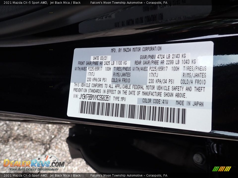 2021 Mazda CX-5 Sport AWD Jet Black Mica / Black Photo #12