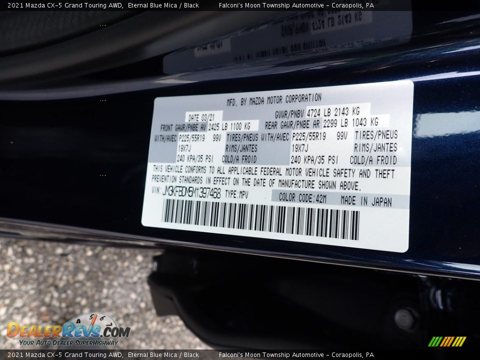 2021 Mazda CX-5 Grand Touring AWD Eternal Blue Mica / Black Photo #12