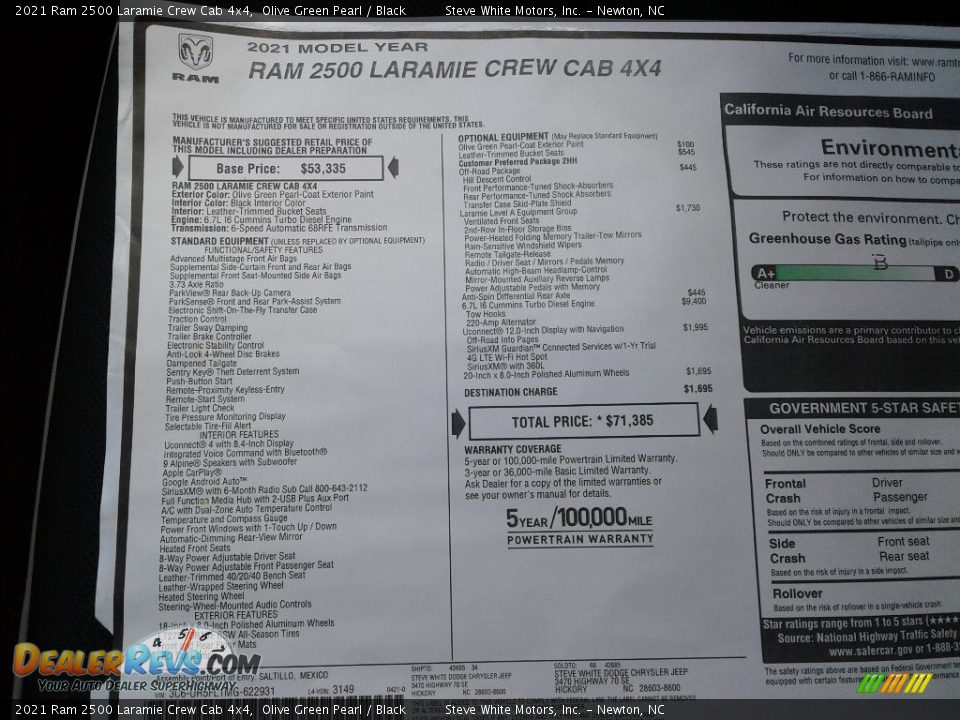 2021 Ram 2500 Laramie Crew Cab 4x4 Olive Green Pearl / Black Photo #34