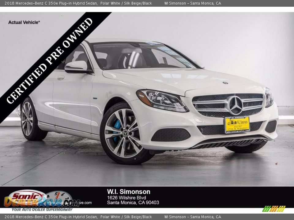 2018 Mercedes-Benz C 350e Plug-in Hybrid Sedan Polar White / Silk Beige/Black Photo #1