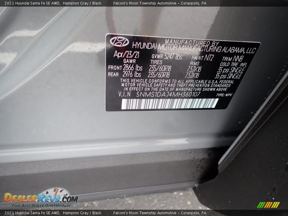 2021 Hyundai Santa Fe SE AWD Hampton Gray / Black Photo #12