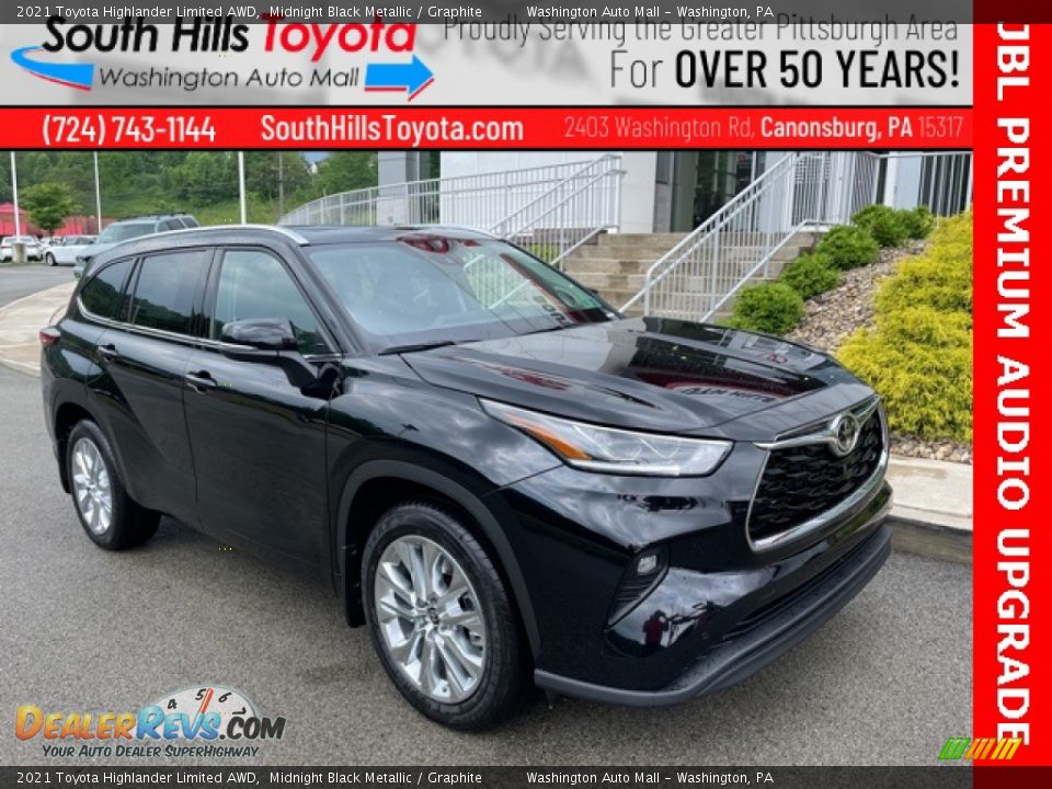 2021 Toyota Highlander Limited AWD Midnight Black Metallic / Graphite Photo #1