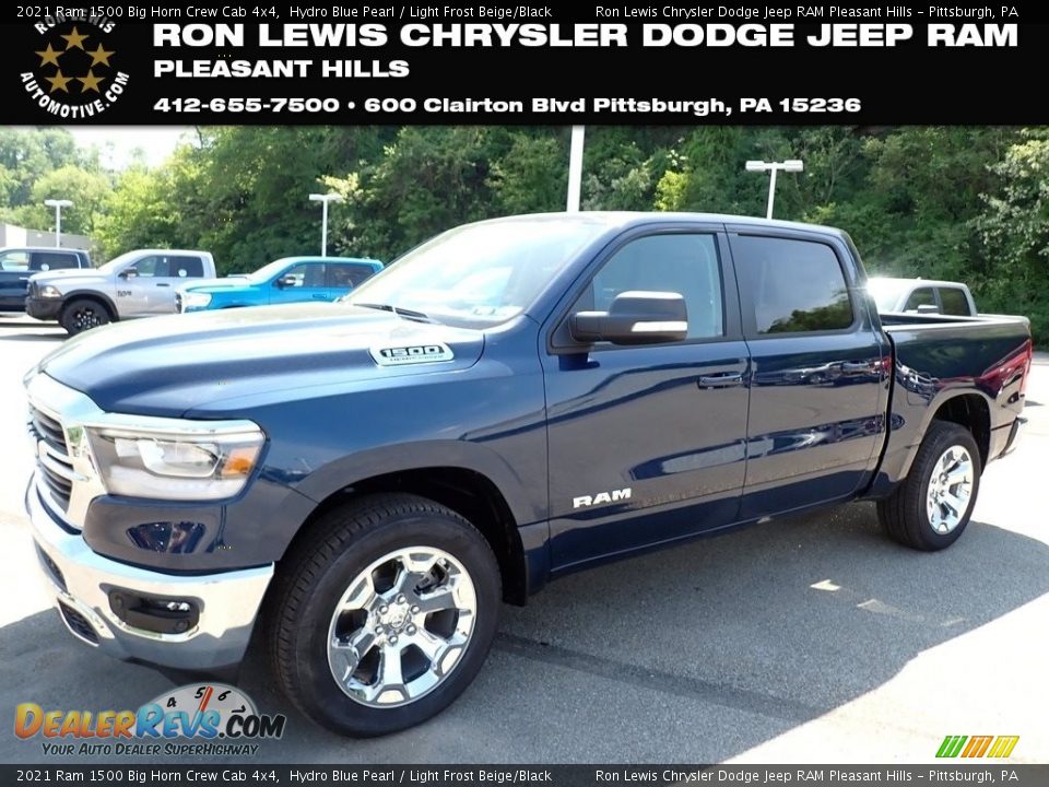 2021 Ram 1500 Big Horn Crew Cab 4x4 Hydro Blue Pearl / Light Frost Beige/Black Photo #1