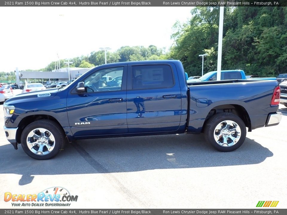 2021 Ram 1500 Big Horn Crew Cab 4x4 Hydro Blue Pearl / Light Frost Beige/Black Photo #2