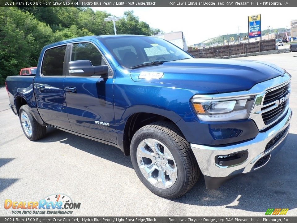 2021 Ram 1500 Big Horn Crew Cab 4x4 Hydro Blue Pearl / Light Frost Beige/Black Photo #7