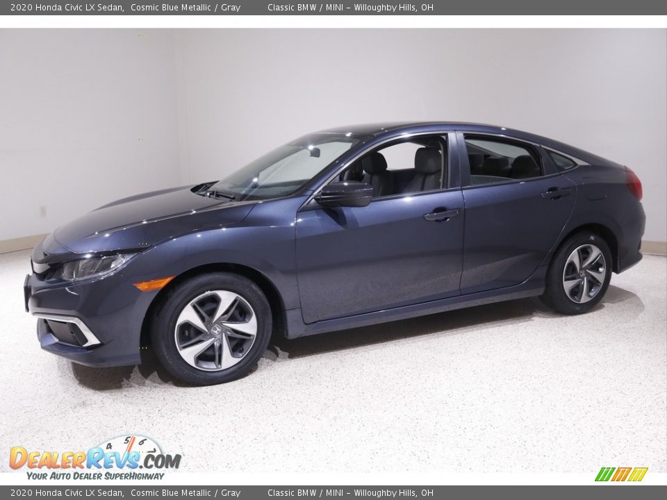 2020 Honda Civic LX Sedan Cosmic Blue Metallic / Gray Photo #3