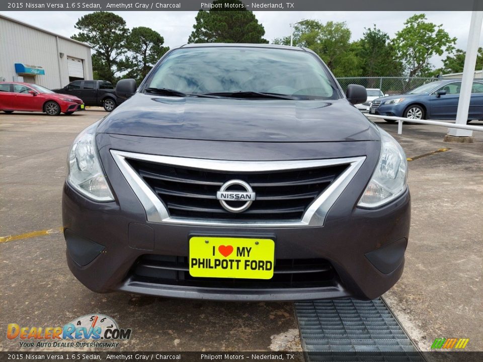 2015 Nissan Versa 1.6 S Sedan Amethyst Gray / Charcoal Photo #9