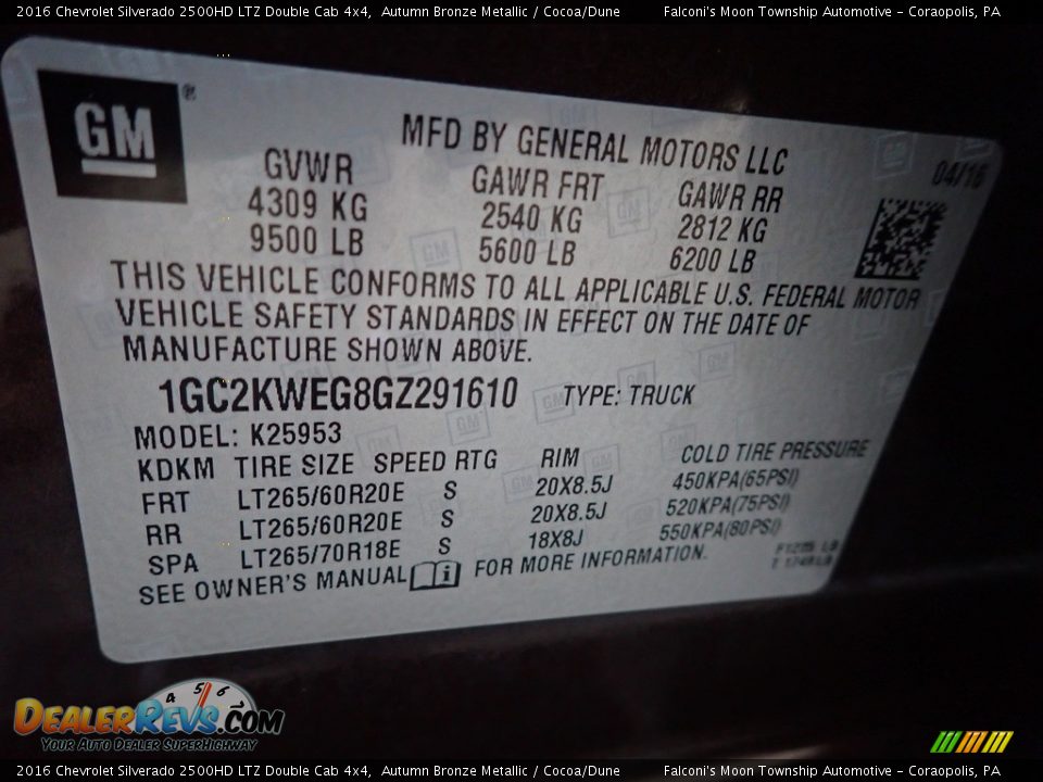 2016 Chevrolet Silverado 2500HD LTZ Double Cab 4x4 Autumn Bronze Metallic / Cocoa/Dune Photo #25
