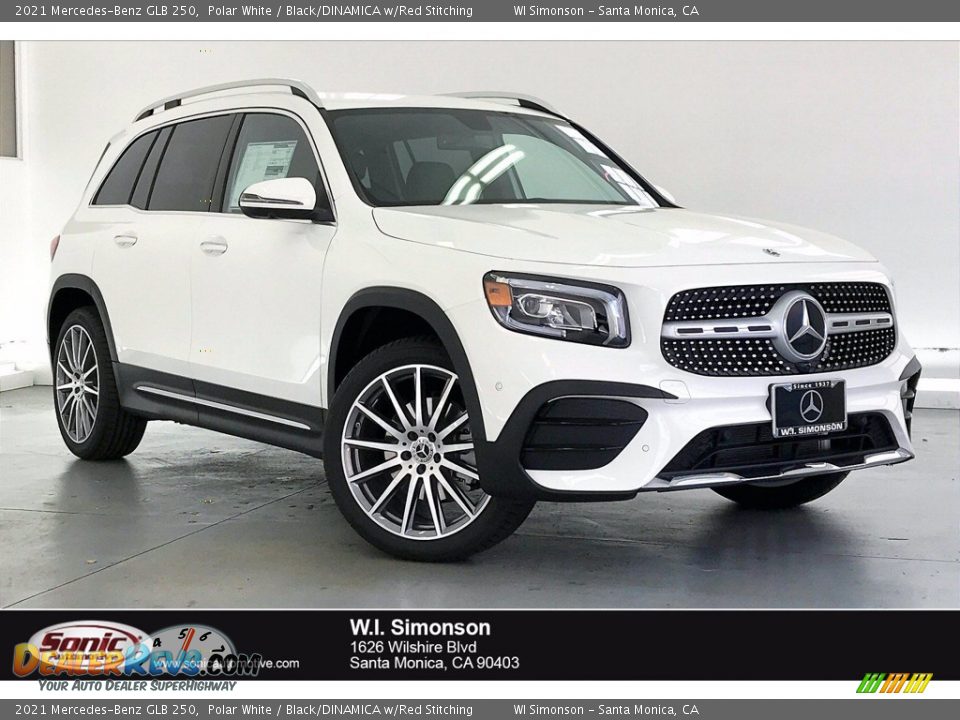 2021 Mercedes-Benz GLB 250 Polar White / Black/DINAMICA w/Red Stitching Photo #1