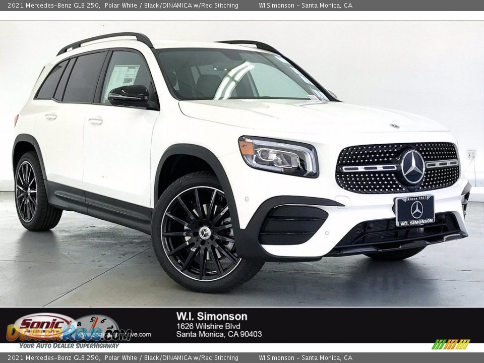 2021 Mercedes-Benz GLB 250 Polar White / Black/DINAMICA w/Red Stitching Photo #1