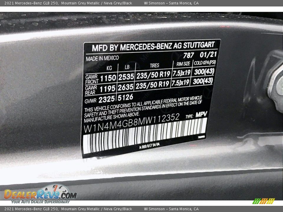 2021 Mercedes-Benz GLB 250 Mountain Grey Metallic / Neva Grey/Black Photo #10