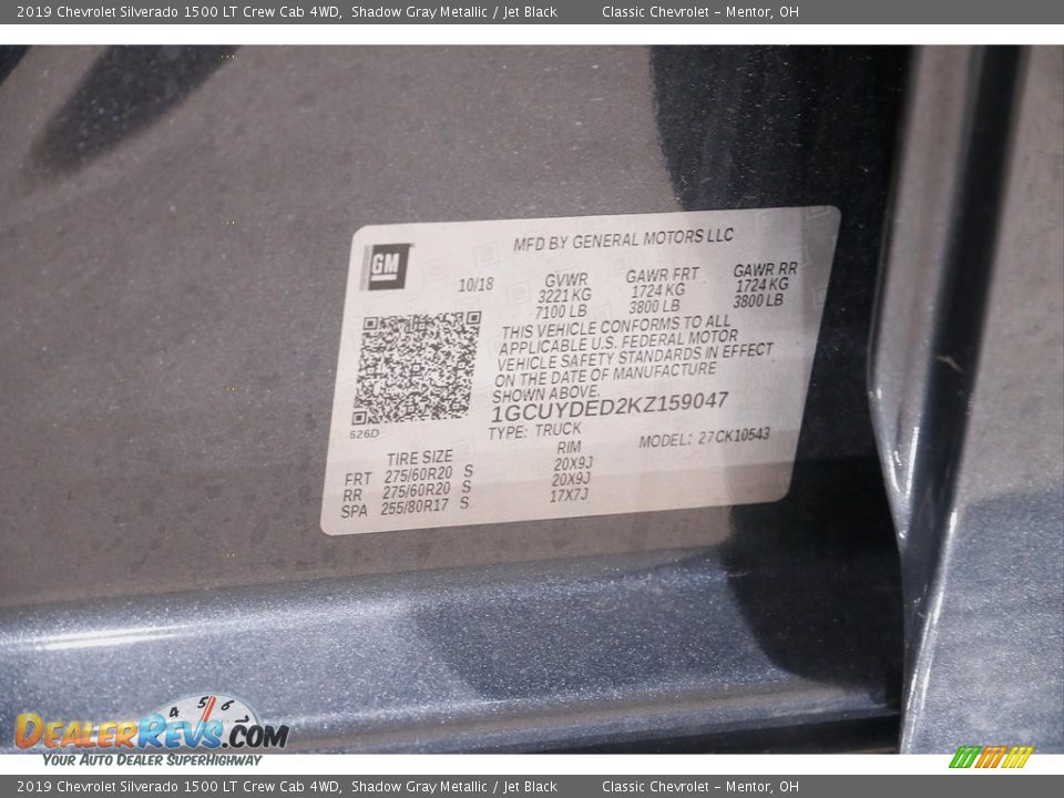 2019 Chevrolet Silverado 1500 LT Crew Cab 4WD Shadow Gray Metallic / Jet Black Photo #21