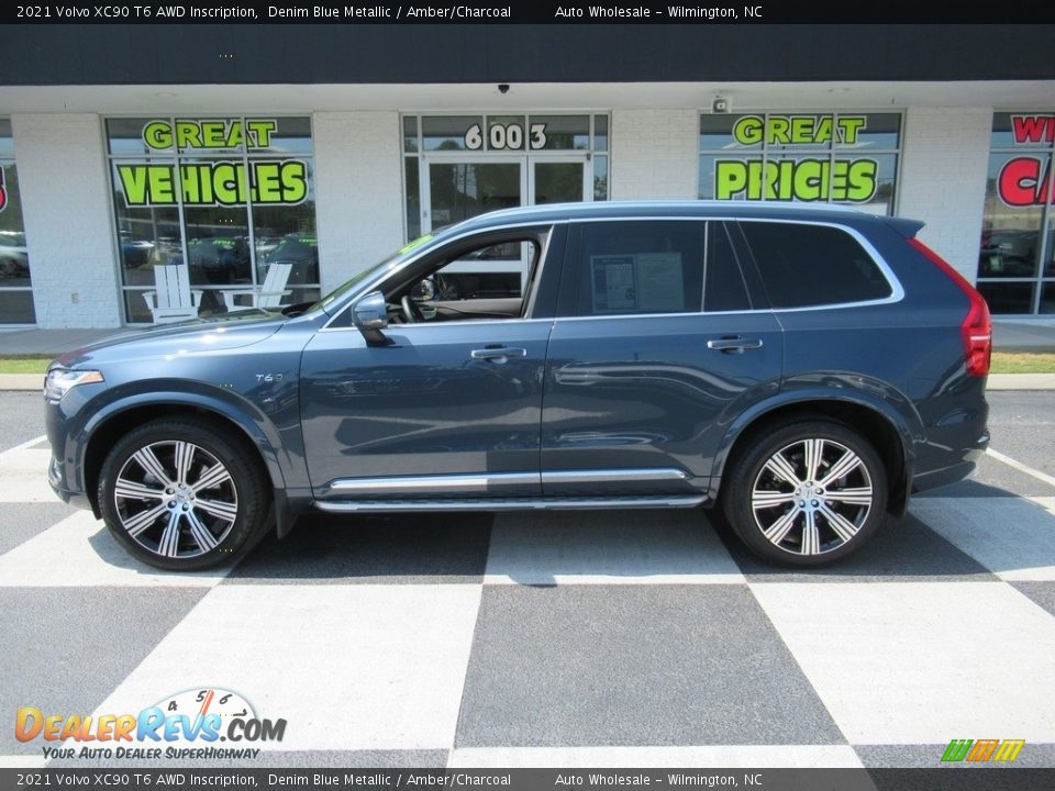 2021 Volvo XC90 T6 AWD Inscription Denim Blue Metallic / Amber/Charcoal Photo #1