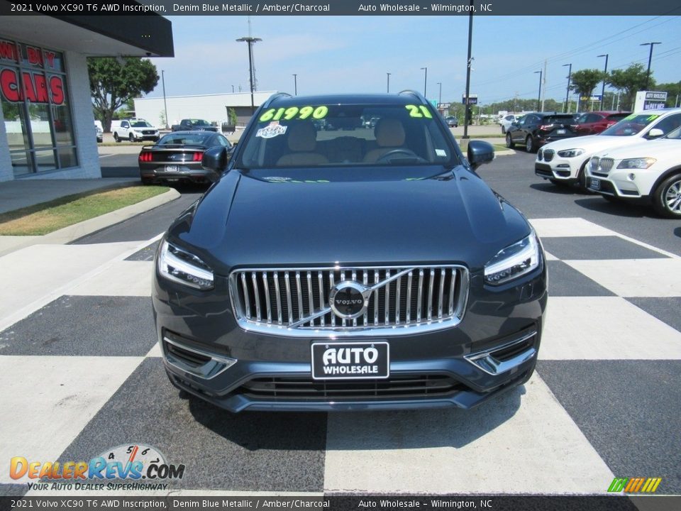 2021 Volvo XC90 T6 AWD Inscription Denim Blue Metallic / Amber/Charcoal Photo #2