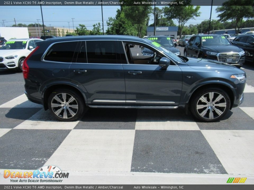 2021 Volvo XC90 T6 AWD Inscription Denim Blue Metallic / Amber/Charcoal Photo #3