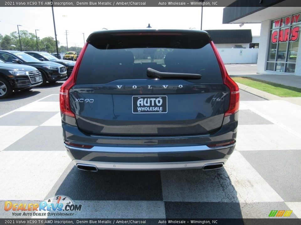 2021 Volvo XC90 T6 AWD Inscription Denim Blue Metallic / Amber/Charcoal Photo #4