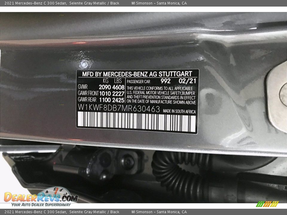 2021 Mercedes-Benz C 300 Sedan Selenite Gray Metallic / Black Photo #12